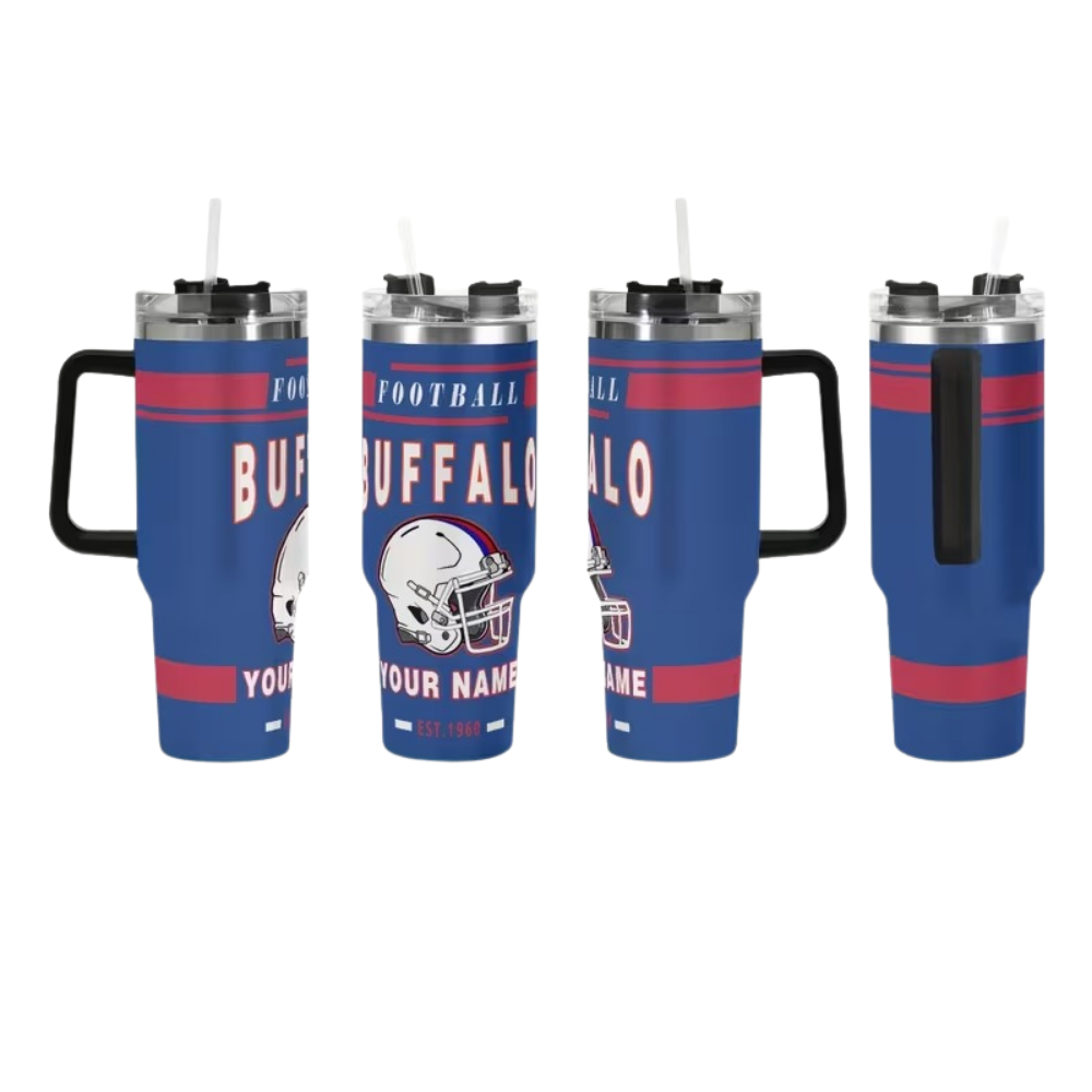 40oz Personalized Buffalo Bills Football Themed Travel Tumbler