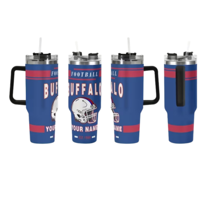 40oz Personalized Buffalo Bills Football Themed Travel Tumbler