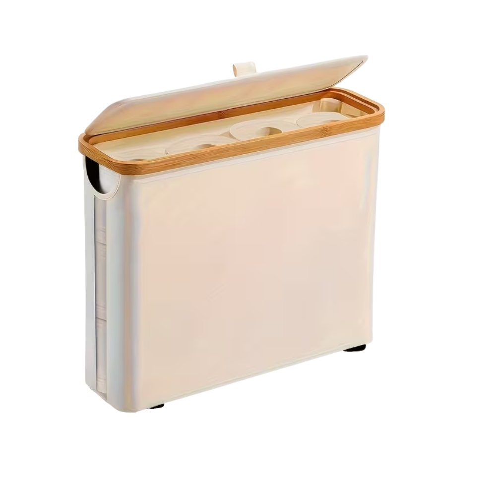 Paper Basket, Bamboo Toilet Paper Storage - Ultimate Bathroom Storage with Bamboo Lid
