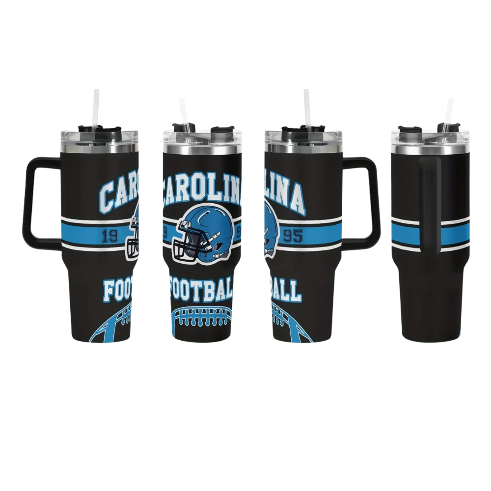 40oz Carolina Panthers Football Team Themed Stainless Steel Travel Cup