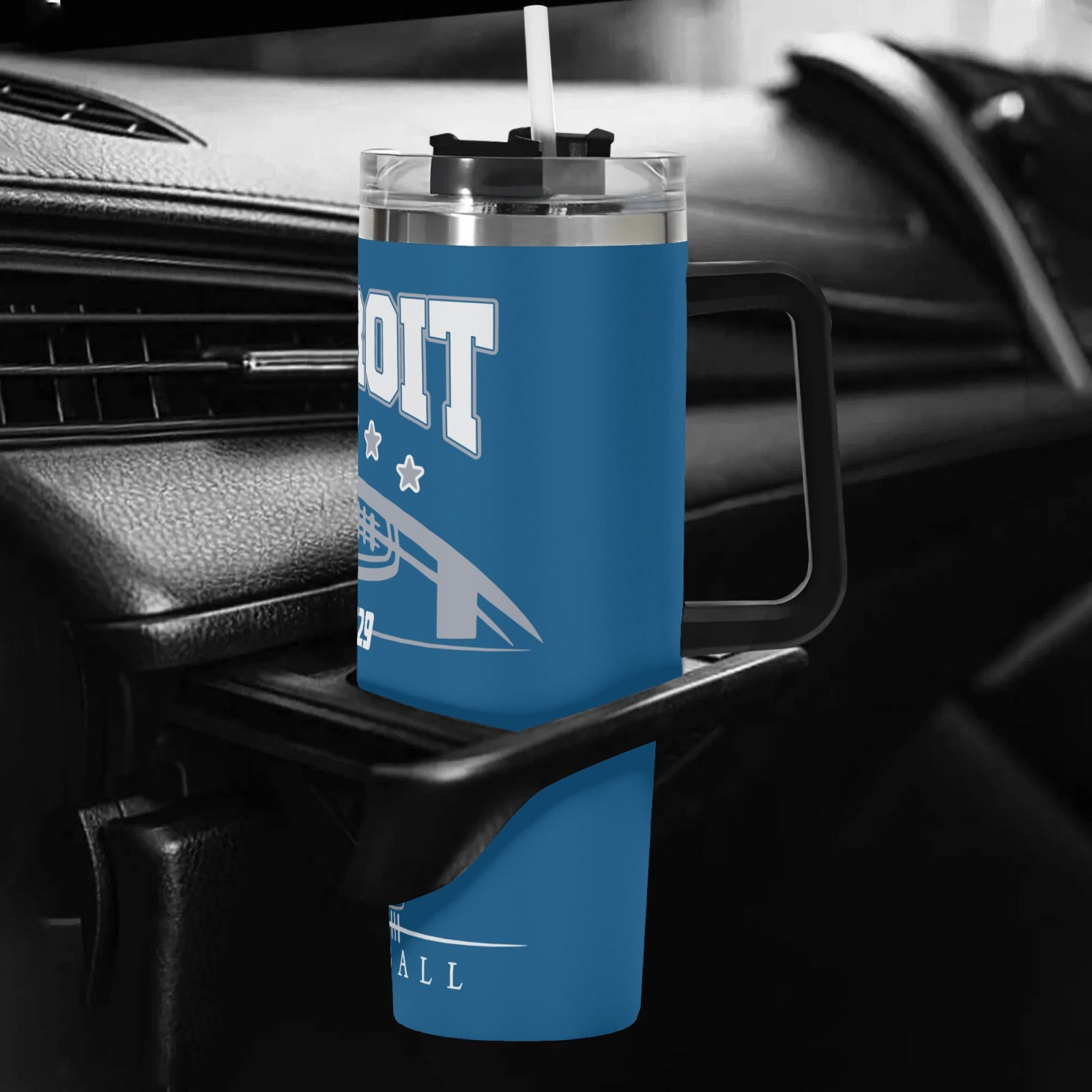 Detroit Insulated Tumbler Cup with Handle, Lid & Straw