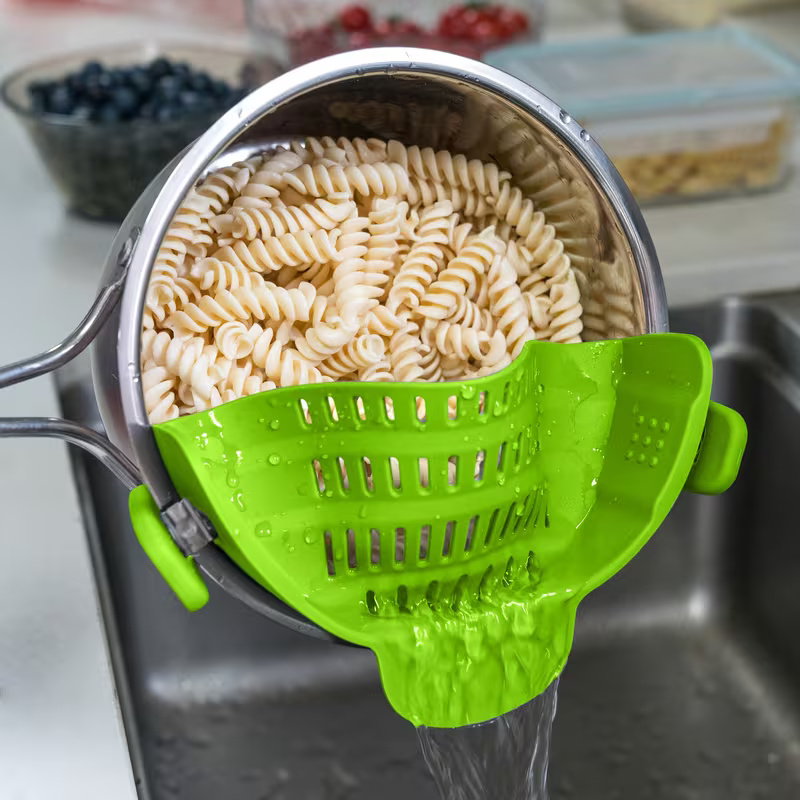 Clip On Pot Strainer For Pasta Vegetables Kitchen Colander ToolSnap Pot Universal Clip On Strainer - Image 9