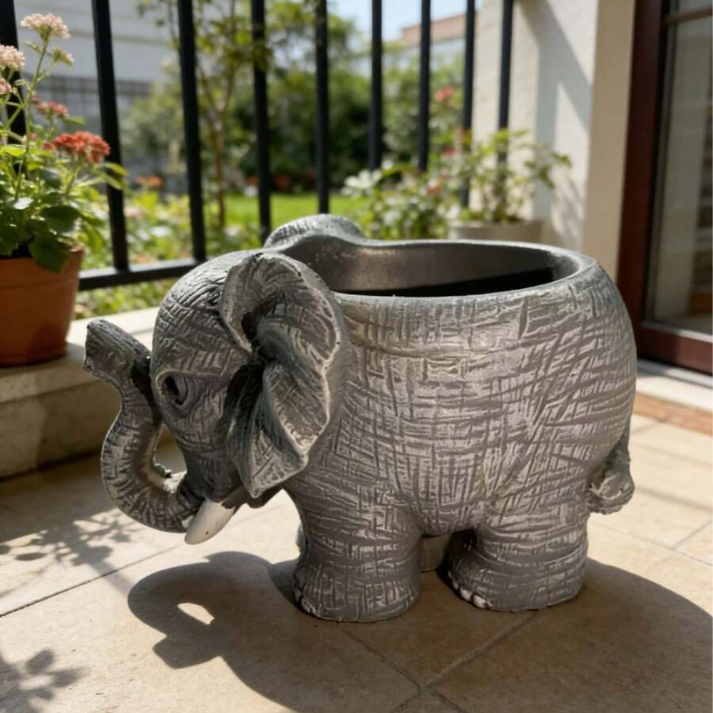 Elephant Resin Animal Shaped Planter For Cactus And Succulent Plants