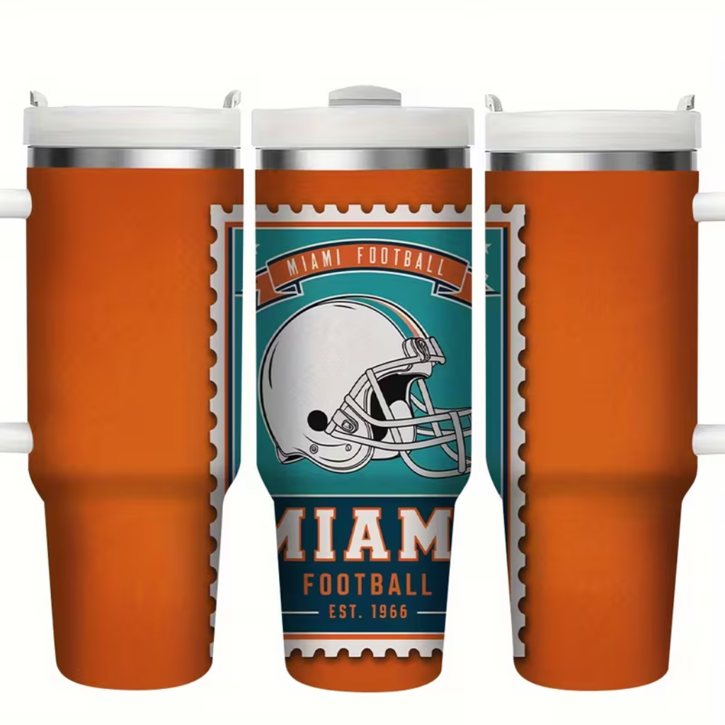 Miami Dolphins Football Team Themed 40oz Stainless Steel Tumbler