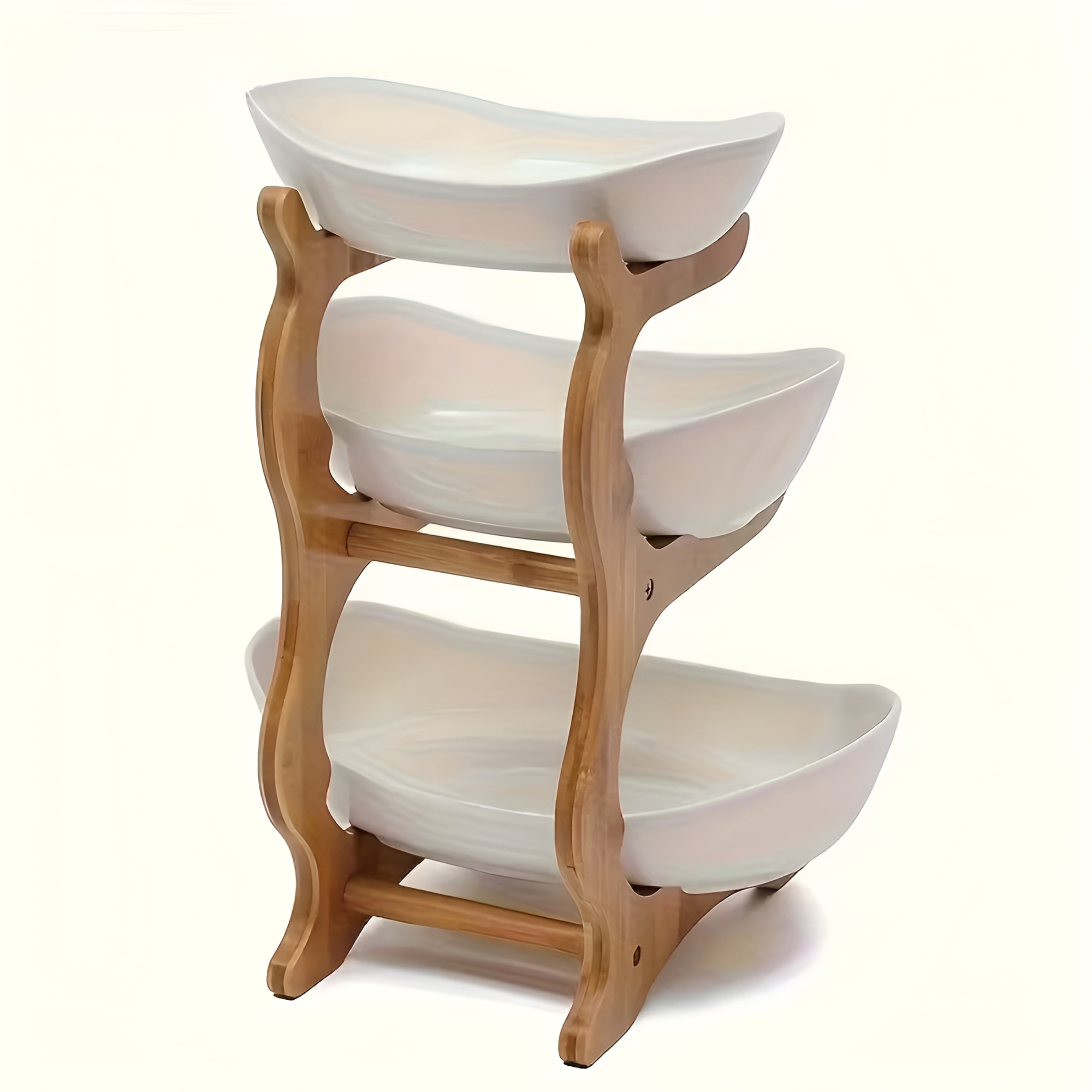 3-Tier Wooden Fruit and Vegetable Basket with Wooden Legs - Versatile Kitchen Organizer for Fruits3 Tier Fruit And Vegetable Storage Basket With Stand - Image 3