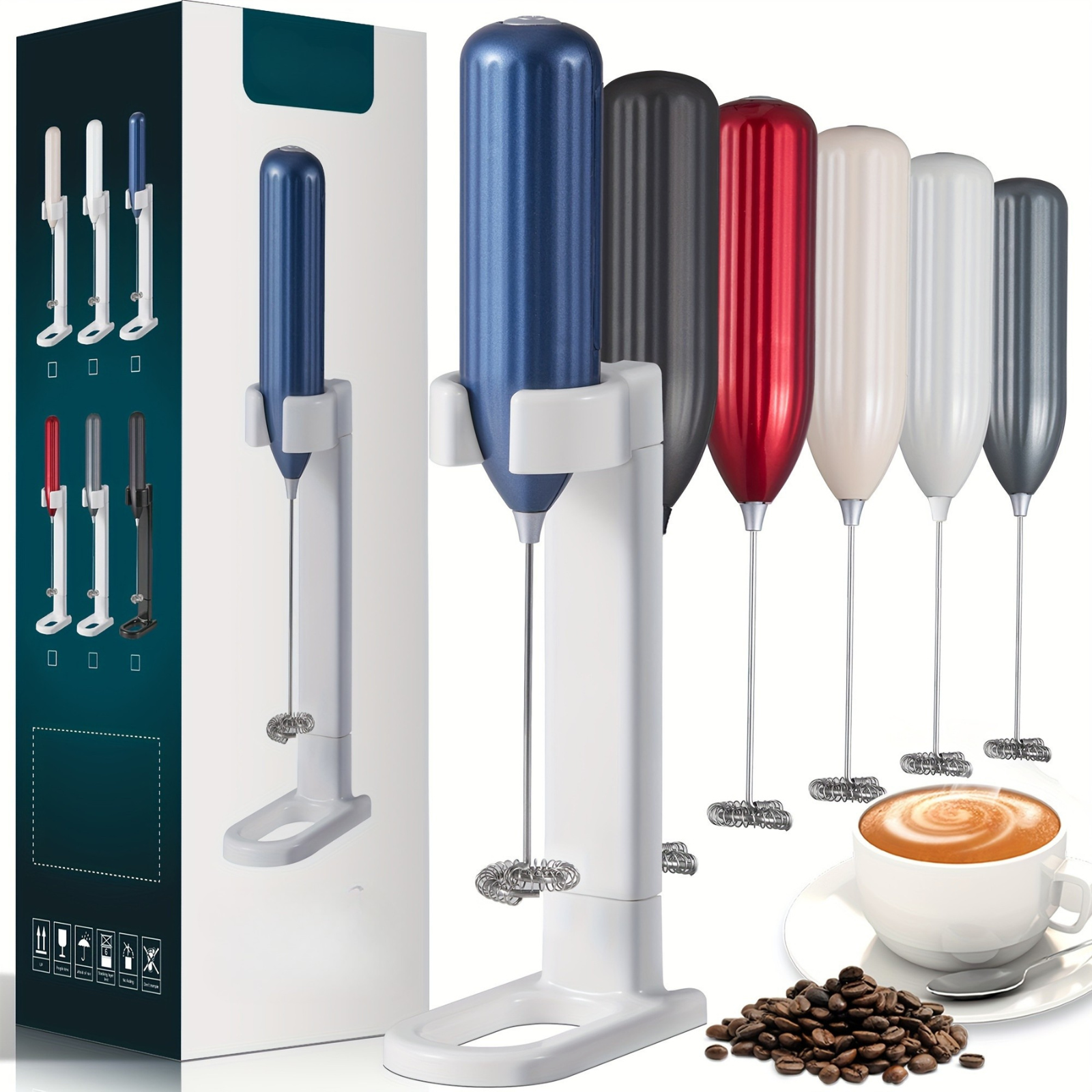 Electric Milk Frother, Milk Foam Maker, Requires Batteries (Not Included) Stainless Steel Beverage Mixer, Portable Electric Whisk for Coffee, Latte, Cappuccino, Chocolate, Matcha Foam Creator, Mini Coffee Blender, Handheld Mixer