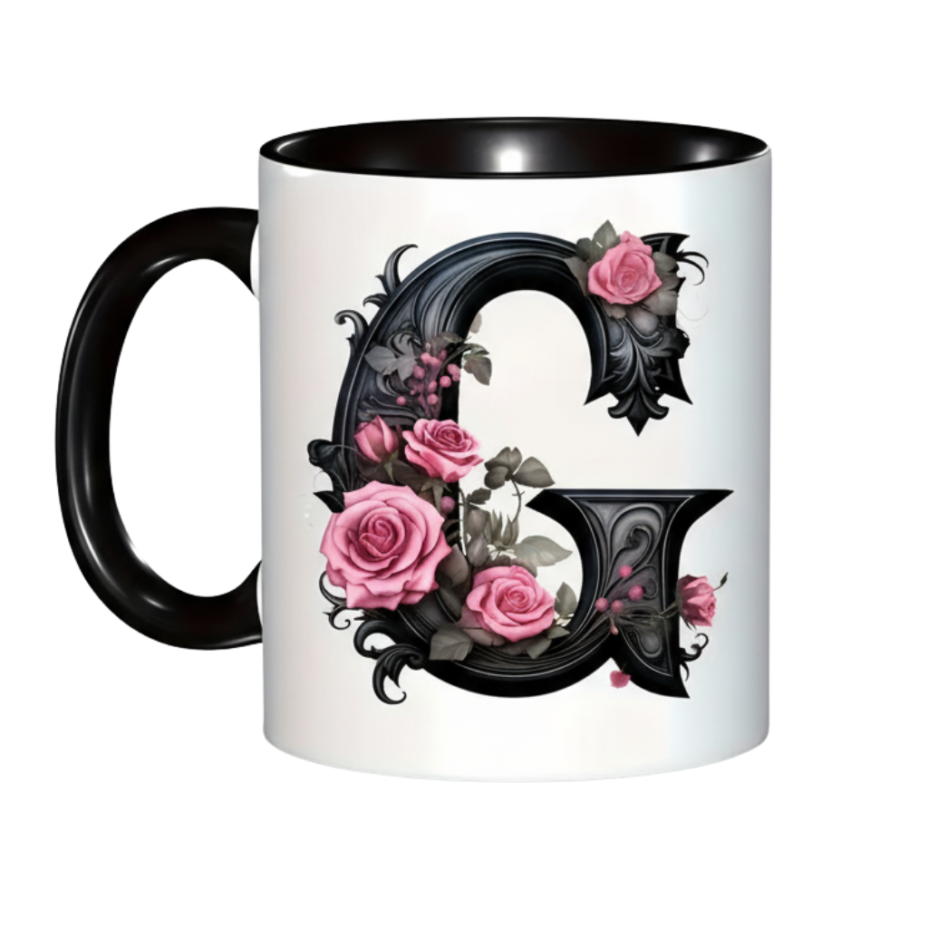 Alphabet Printed Ceramic Coffee MugFloral Alphabet Initial Ceramic Mug For Gifting - Image 7