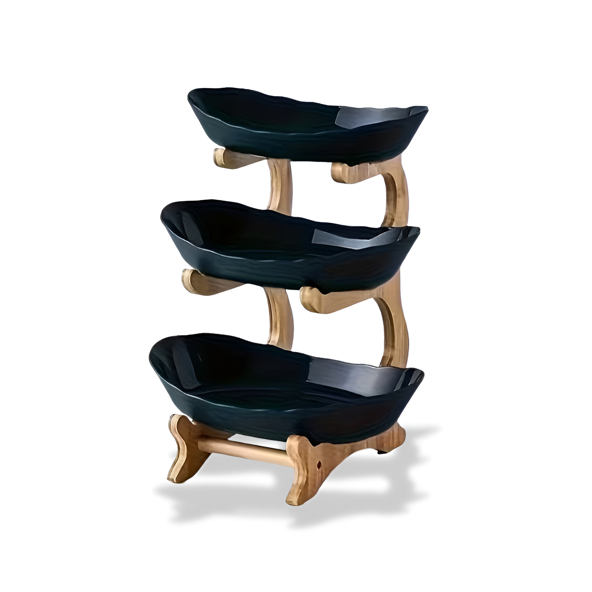 3-Tier Wooden Fruit and Vegetable Basket with Wooden Legs - Versatile Kitchen Organizer for Fruits