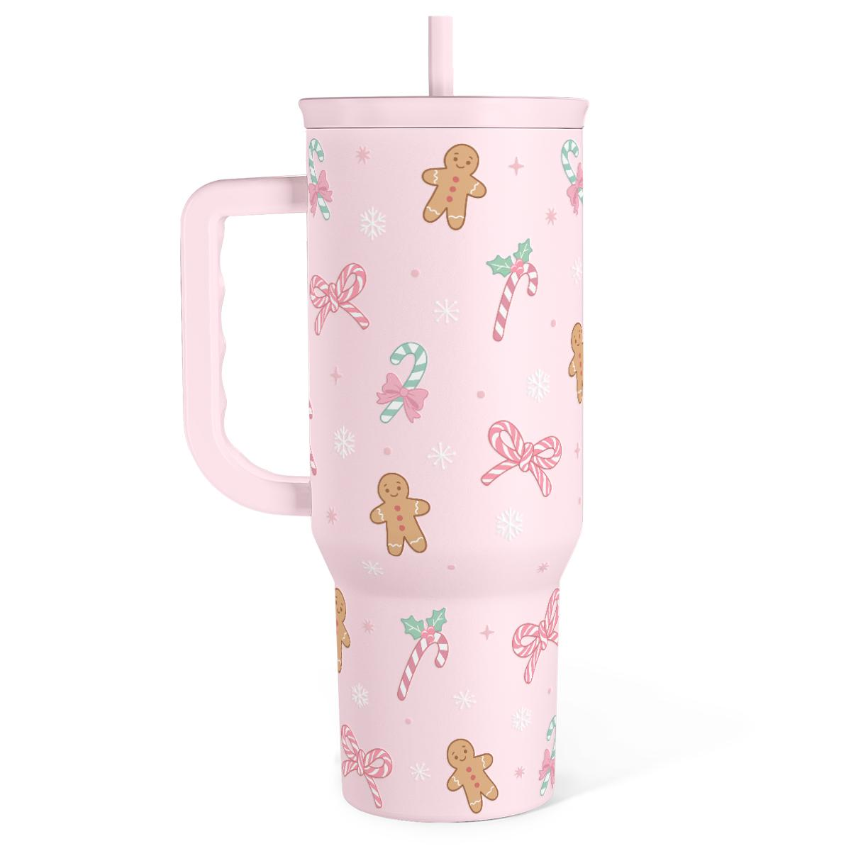 40oz Tumbler with Handle And StrawDouble Wall Vacuum Insulated Tumbler With Straw - Image 8