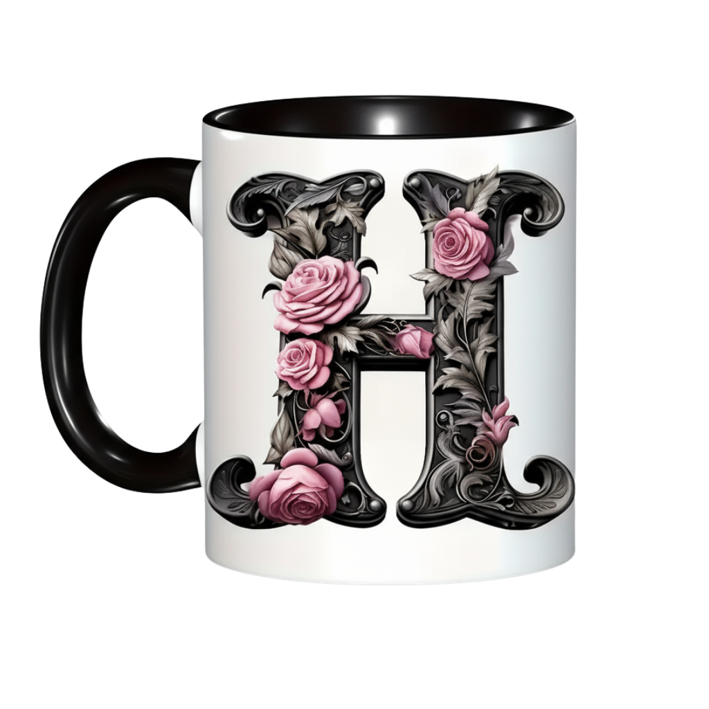 Alphabet Printed Ceramic Coffee MugFloral Alphabet Initial Ceramic Mug For Gifting - Image 8