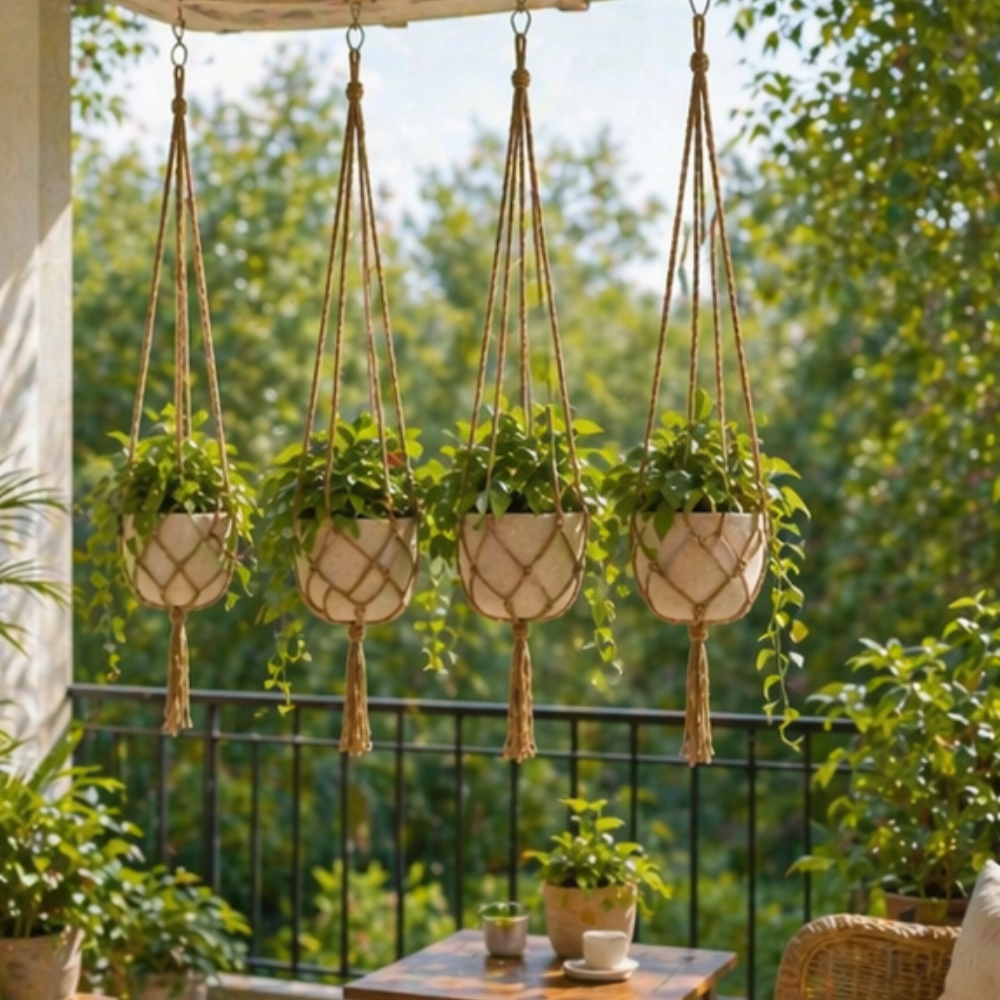 Tasseled Macrame Plant Hangers For Indoor Outdoor Balcony Use