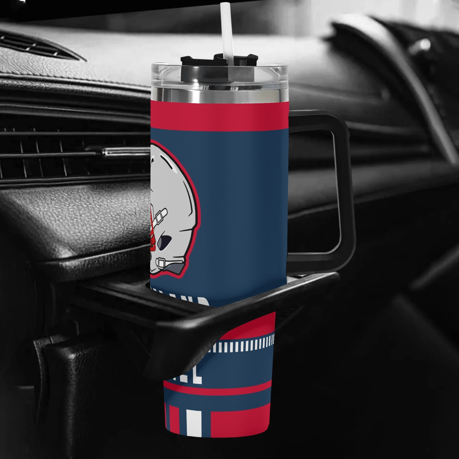 New England Football Themed Stainless Steel Insulated TumblerNew England Patriots Football Themed 40oz Insulated Tumbler - Image 4