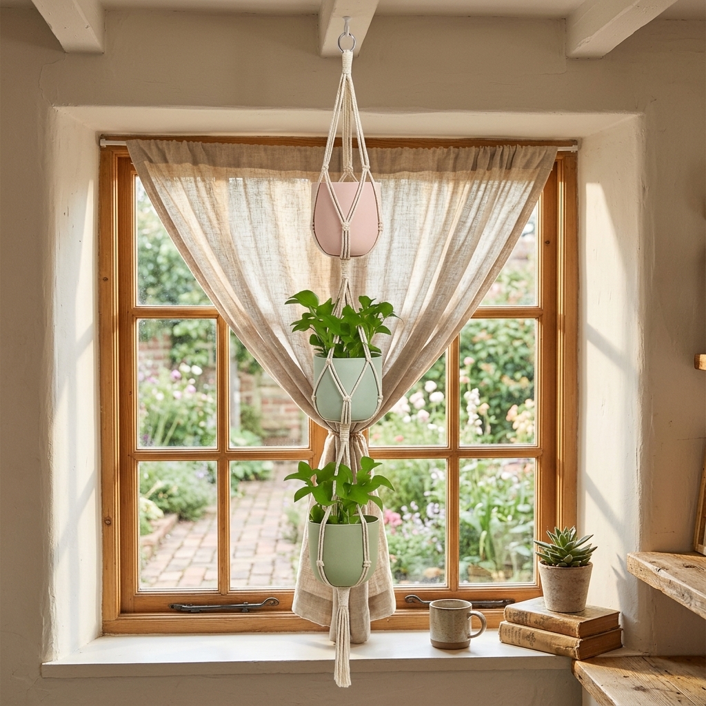 Handmade Boho Woven Tiered Plant Hanger