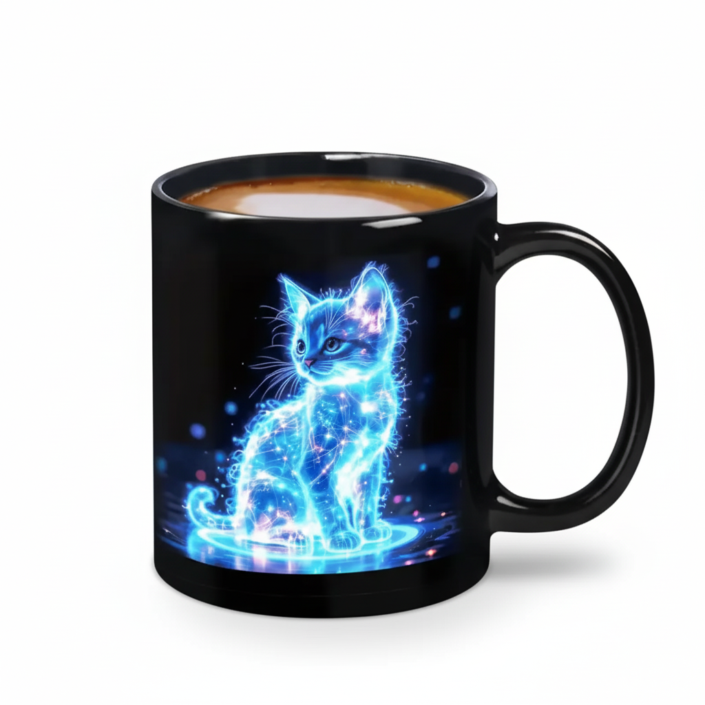 Glowing Cat Mug With Neon DesignGlowing Cat Mug With Neon Design - Image 5
