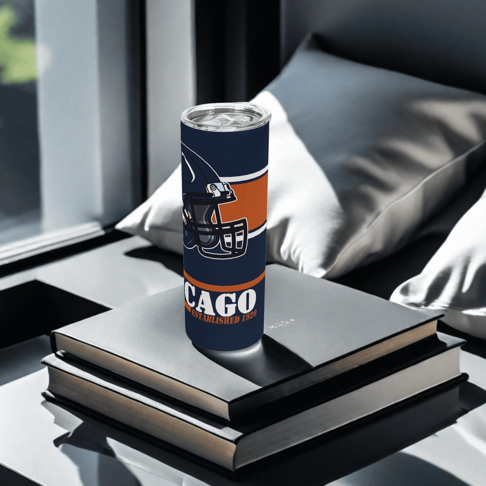 20oz Chicago Football Team Themed Stainless Steel Travel Mug20oz Chicago Bears Football Team Themed Stainless Steel Travel Mug - Image 6