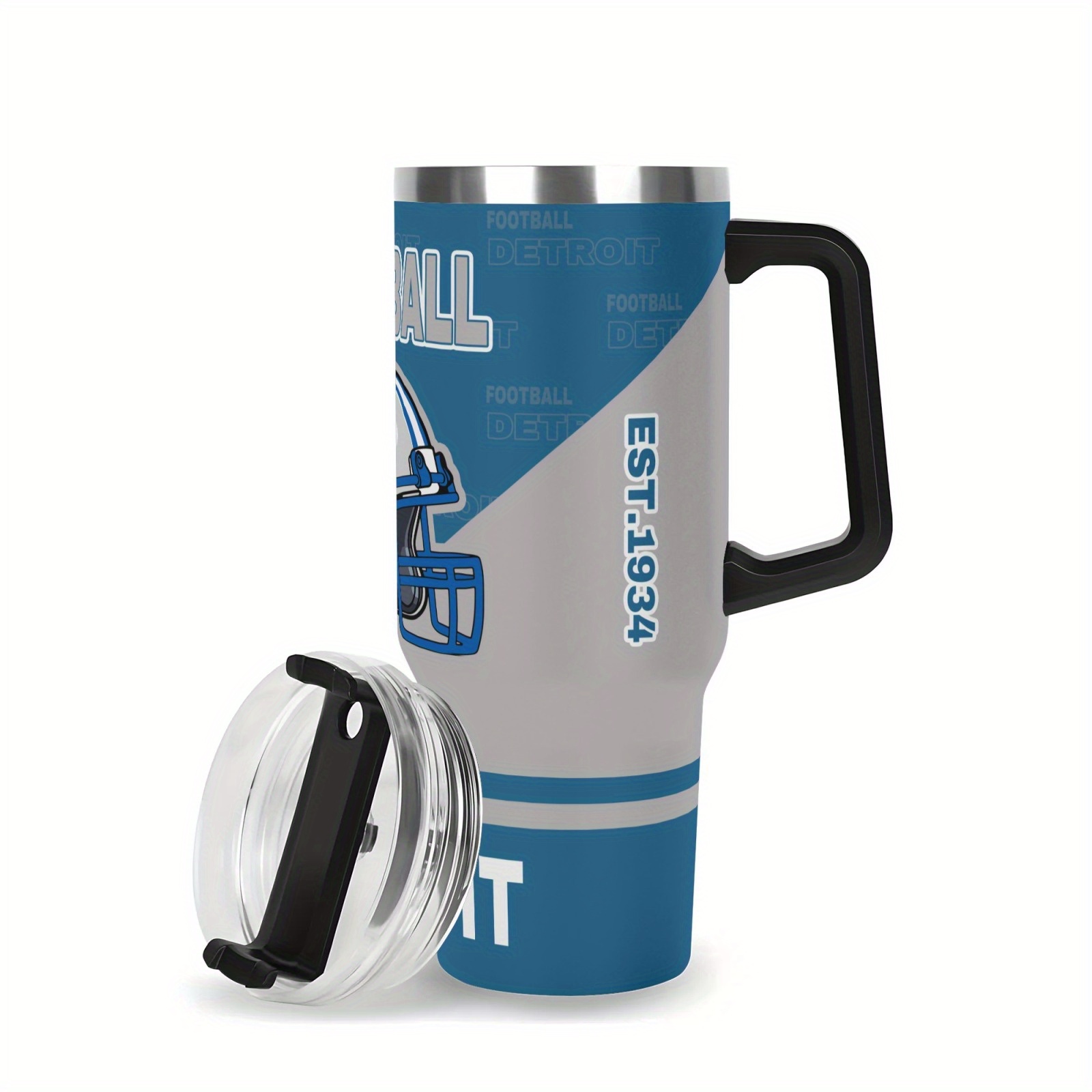 40oz Detroit Lions Football Themed Stainless Steel Travel Cup40oz Detroit Lions Football Themed Stainless Steel Travel Cup - Image 3