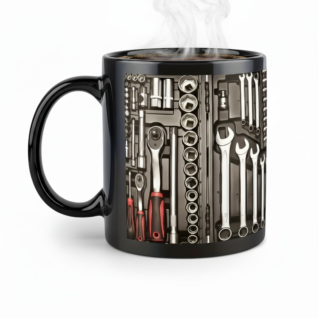 Toolbox Coffee CupToolbox Graphic Ceramic Coffee Cup - Image 2
