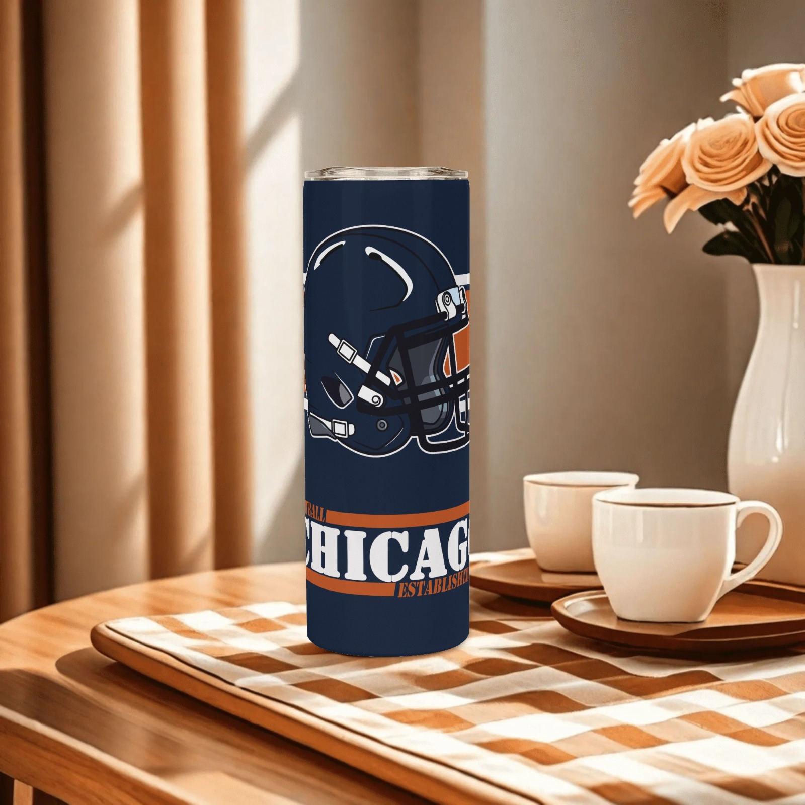 20oz Chicago Football Team Themed Stainless Steel Travel Mug20oz Chicago Bears Football Team Themed Stainless Steel Travel Mug - Image 5