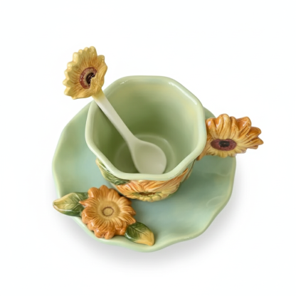 Ceramic Mug Set With Plate And Spoon