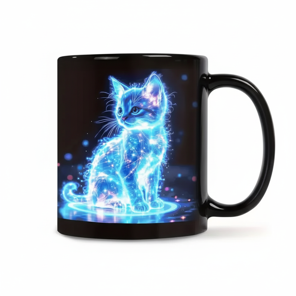 Glowing Cat Mug With Neon DesignGlowing Cat Mug With Neon Design - Image 4