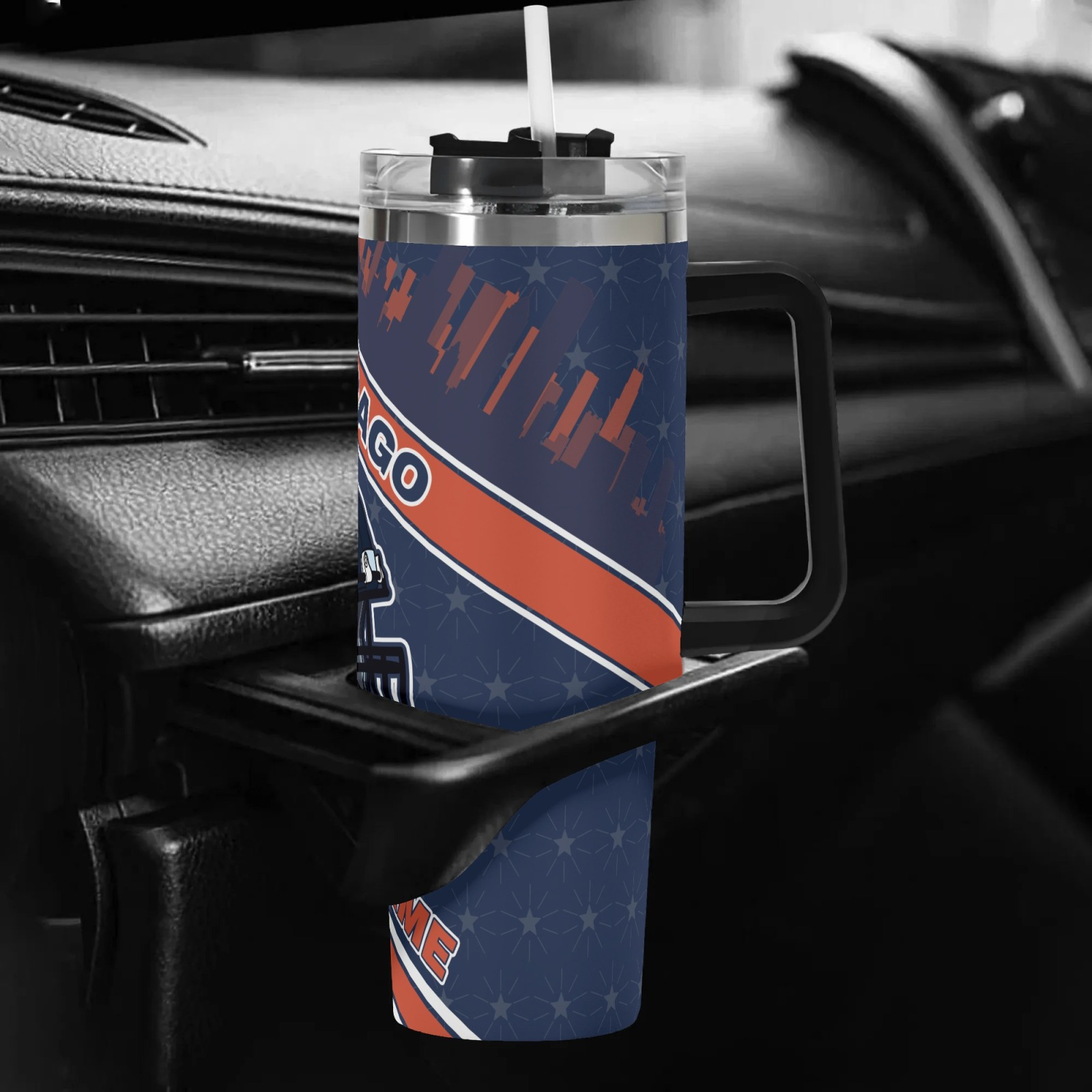 40oz Chicago Bears Football team Themed Stainless Steel Travel Tumbler40oz Chicago Bears Football Team Themed Stainless Steel Travel Tumbler - Image 4