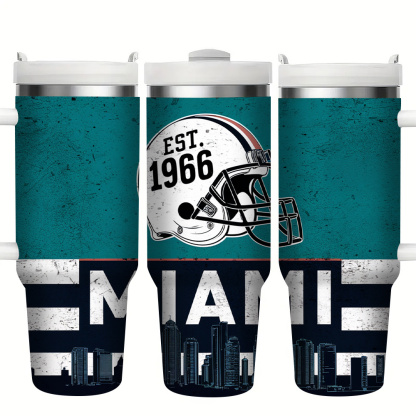 40oz Miami Football Tumbler with Straw