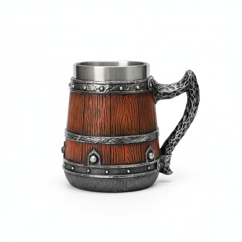 Handcrafted Barrel Design Stainless Steel Drinking MugHandcrafted Barrel Design Stainless Steel Drinking Mug - Image 3