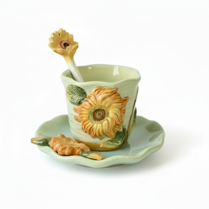 Ceramic Mug Set With Plate And Spoon