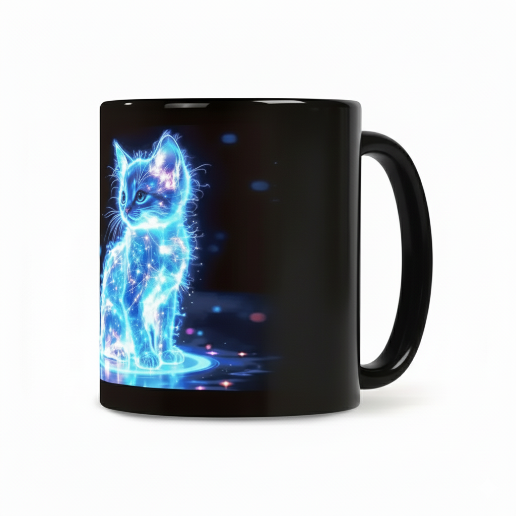 Glowing Cat Mug With Neon DesignGlowing Cat Mug With Neon Design - Image 2