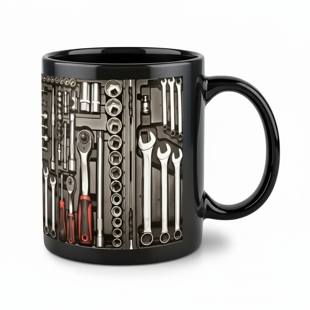 Toolbox Graphic Ceramic Coffee Cup