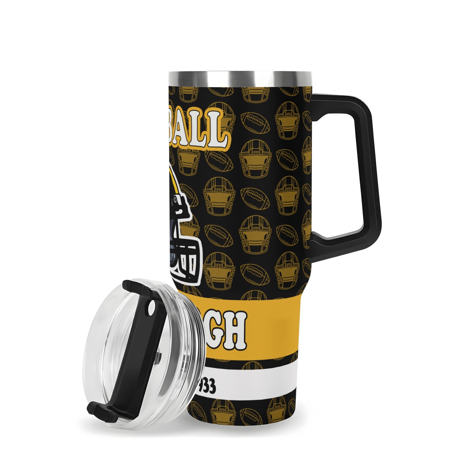 40oz Pittsburgh Football Team Themed Stainless Steel Travel Tumbler