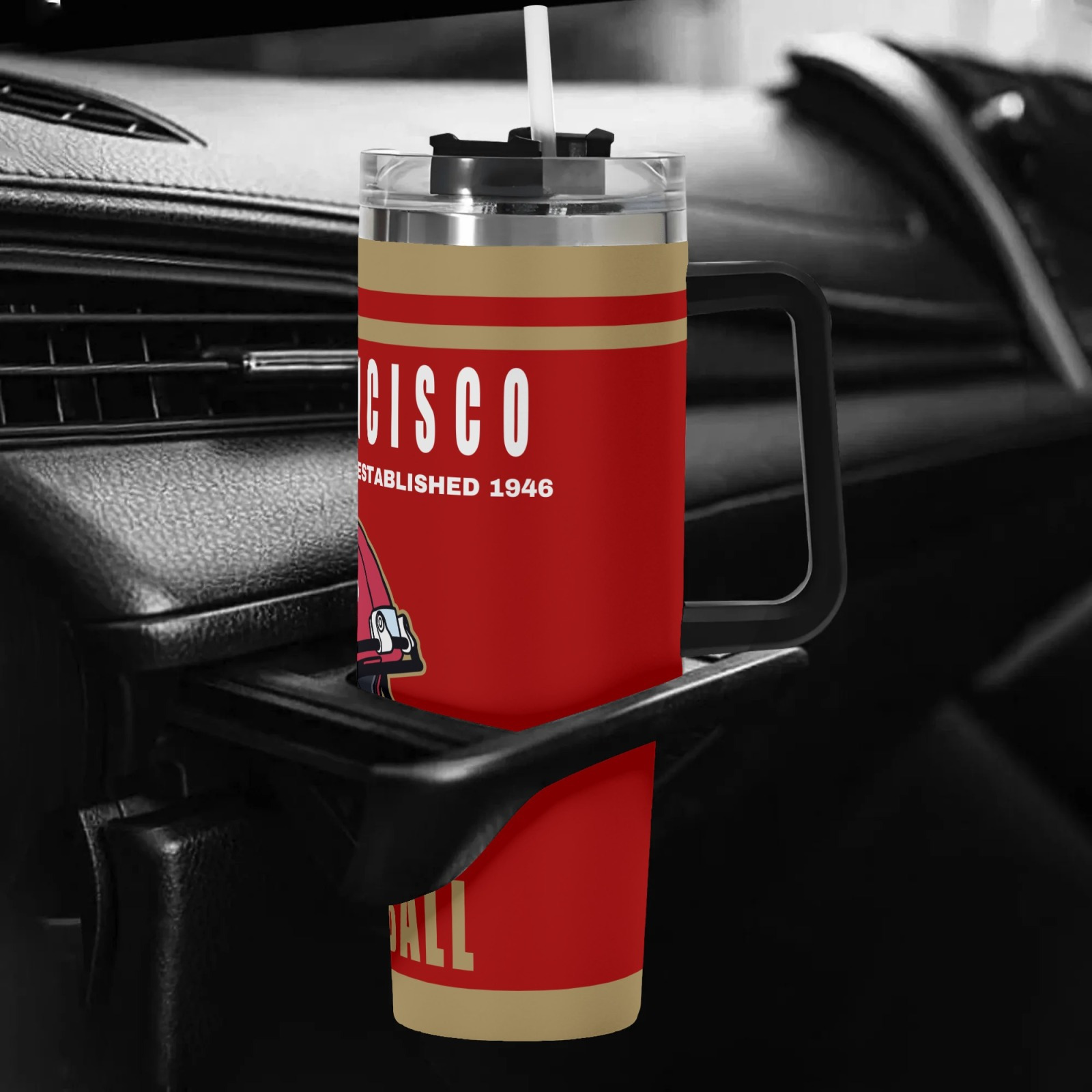 40oz San Francisco 49ers Football Themed Stainless Steel Travel Tumbler