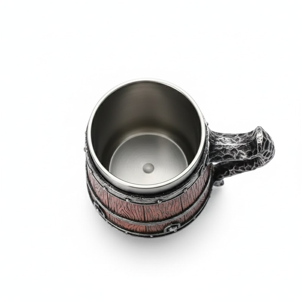 Handcrafted Barrel Design Stainless Steel Drinking MugHandcrafted Barrel Design Stainless Steel Drinking Mug - Image 2
