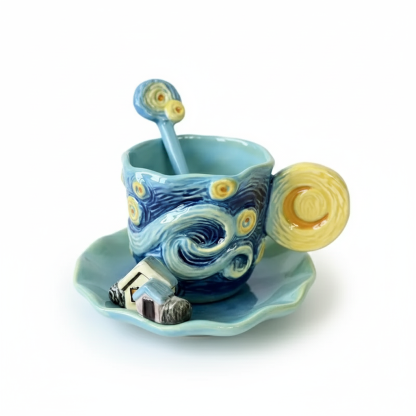 Ceramic Mug Set With Plate And Spoon
