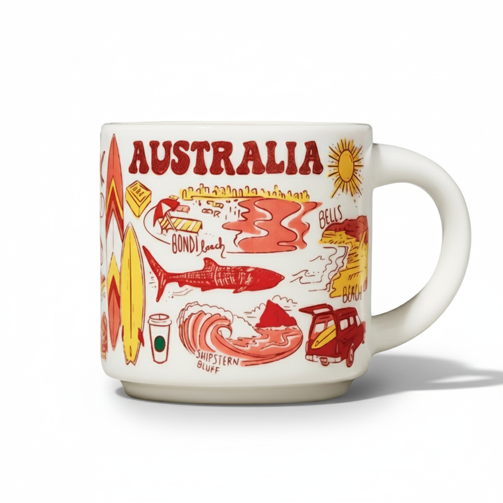 Australian Beach Theme Illustrated Ceramic Mug