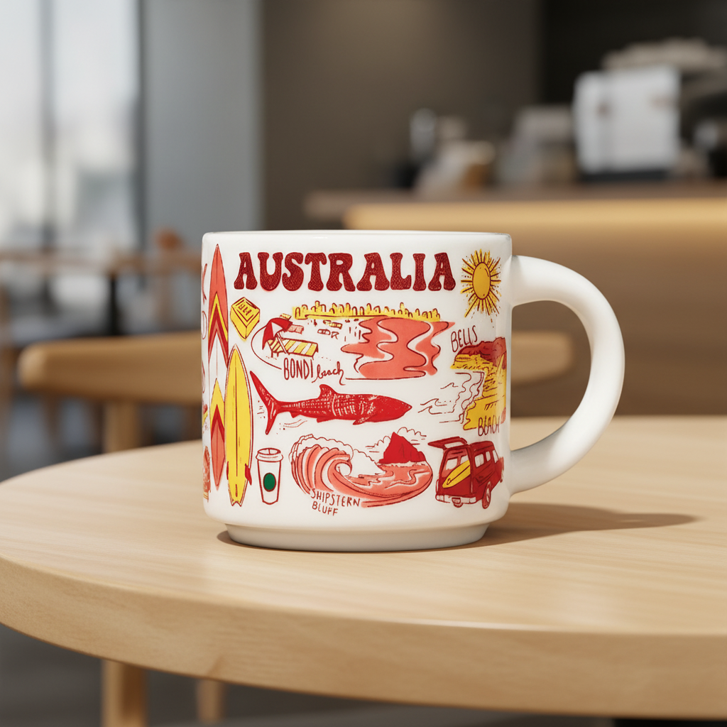 Australian Beach Theme Illustrated Ceramic MugAustralian Beach Themed Ceramic Mug - Image 5