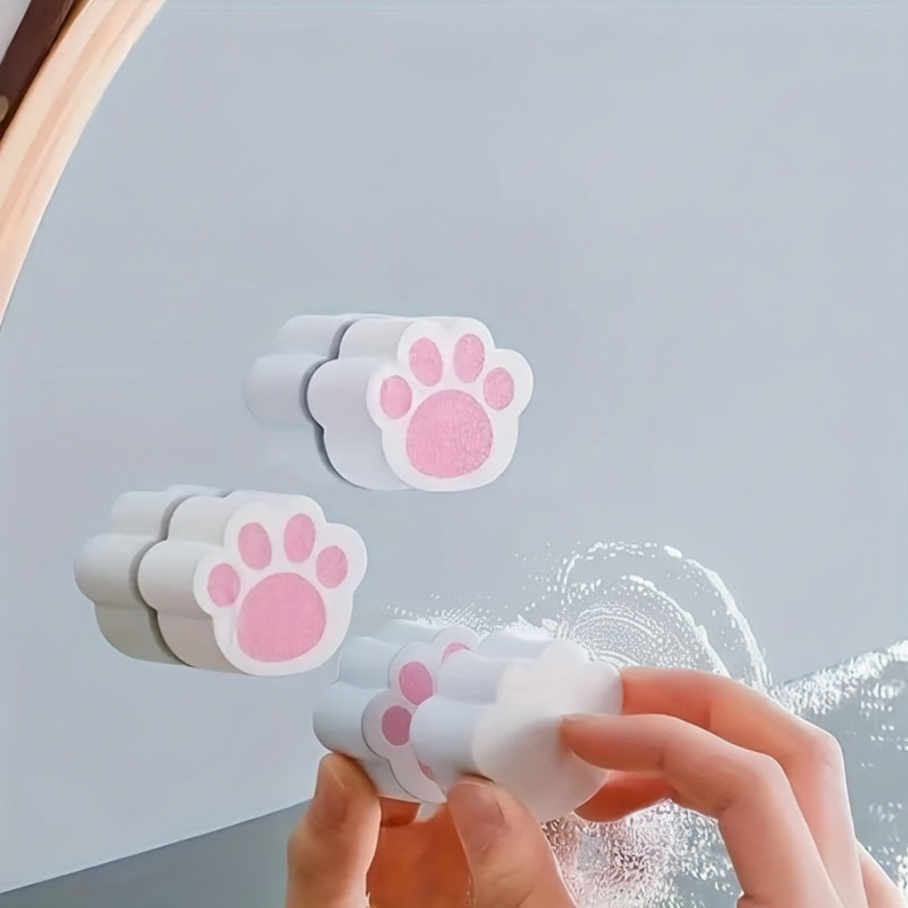 Set Of 2 Cat Paw Magic Cleaning Sponge For Glass And Stain Removal