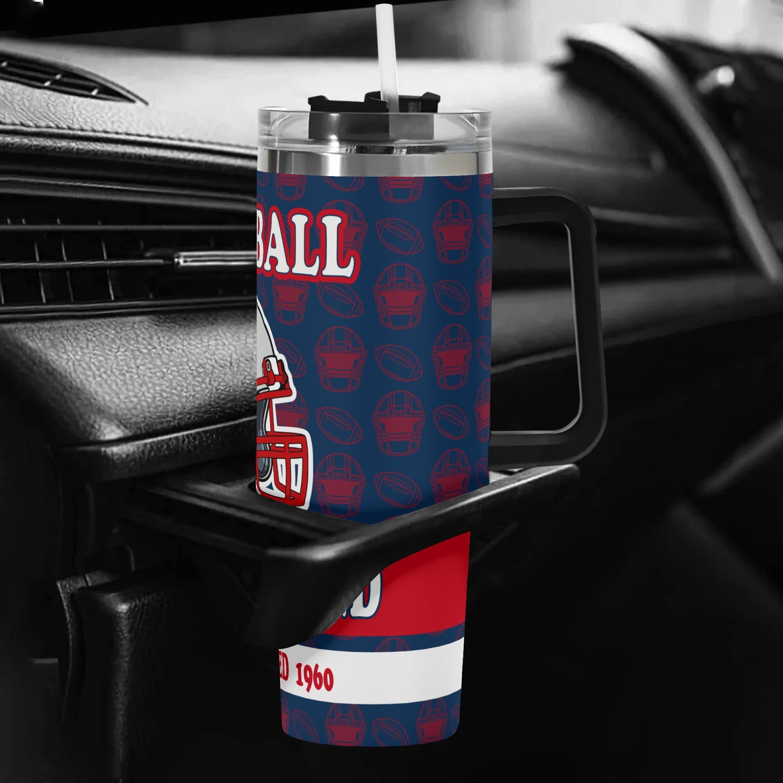 40oz New England Patriots Football Themed Stainless Steel Travel Tumbler40oz New England Patriots Football Themed Stainless Steel Travel Tumbler - Image 4