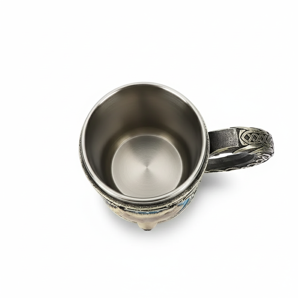 Celtic Tribe Wolf Magic Resin Mug with Stainless Steel Rim