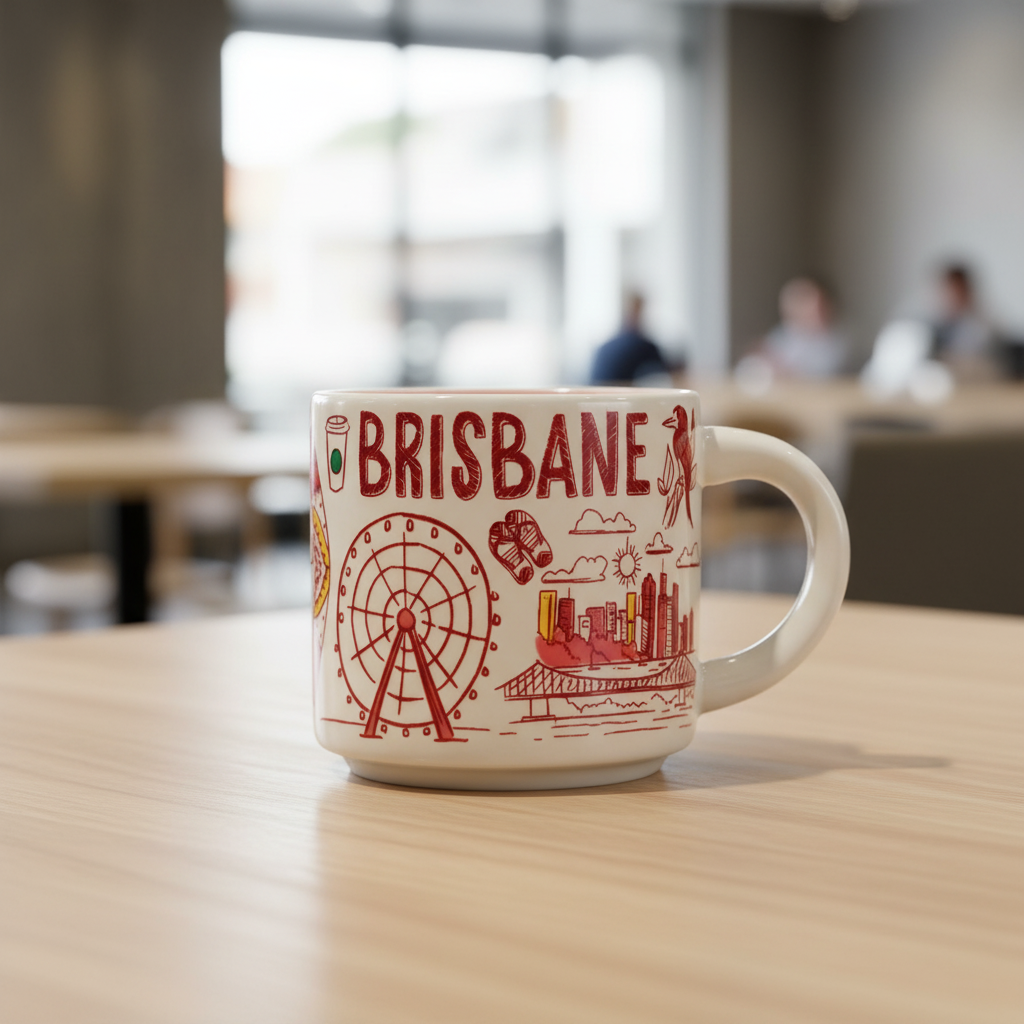 Brisbane Theme Illustrated Ceramic Travel MugBrisbane Themed Ceramic Travel Mug - Image 3