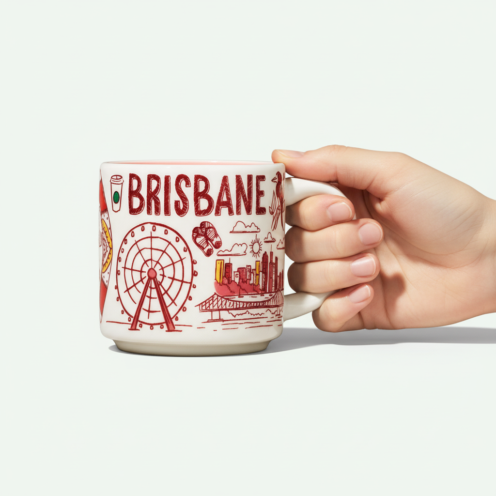 Brisbane Theme Illustrated Ceramic Travel Mug