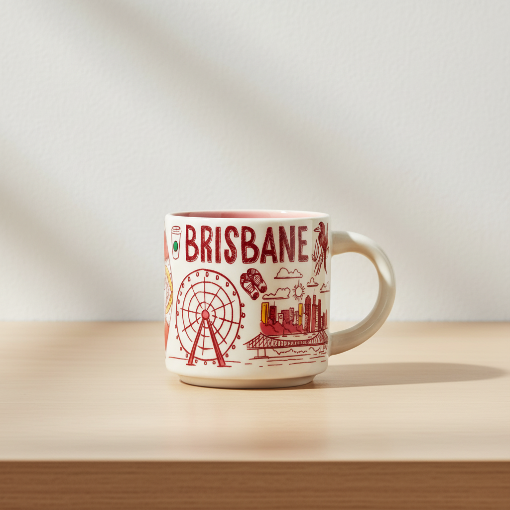 Brisbane Theme Illustrated Ceramic Travel MugBrisbane Themed Ceramic Travel Mug - Image 4
