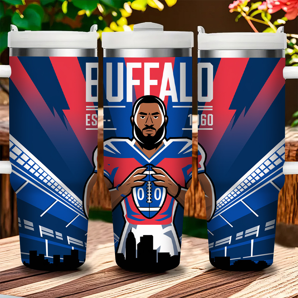 Buffalo Bills Football Team Themed Tumbler With Vacuum Insulation For TravelBuffalo Bills Football Team Themed Tumbler With Vacuum Insulation For Travel - Image 4