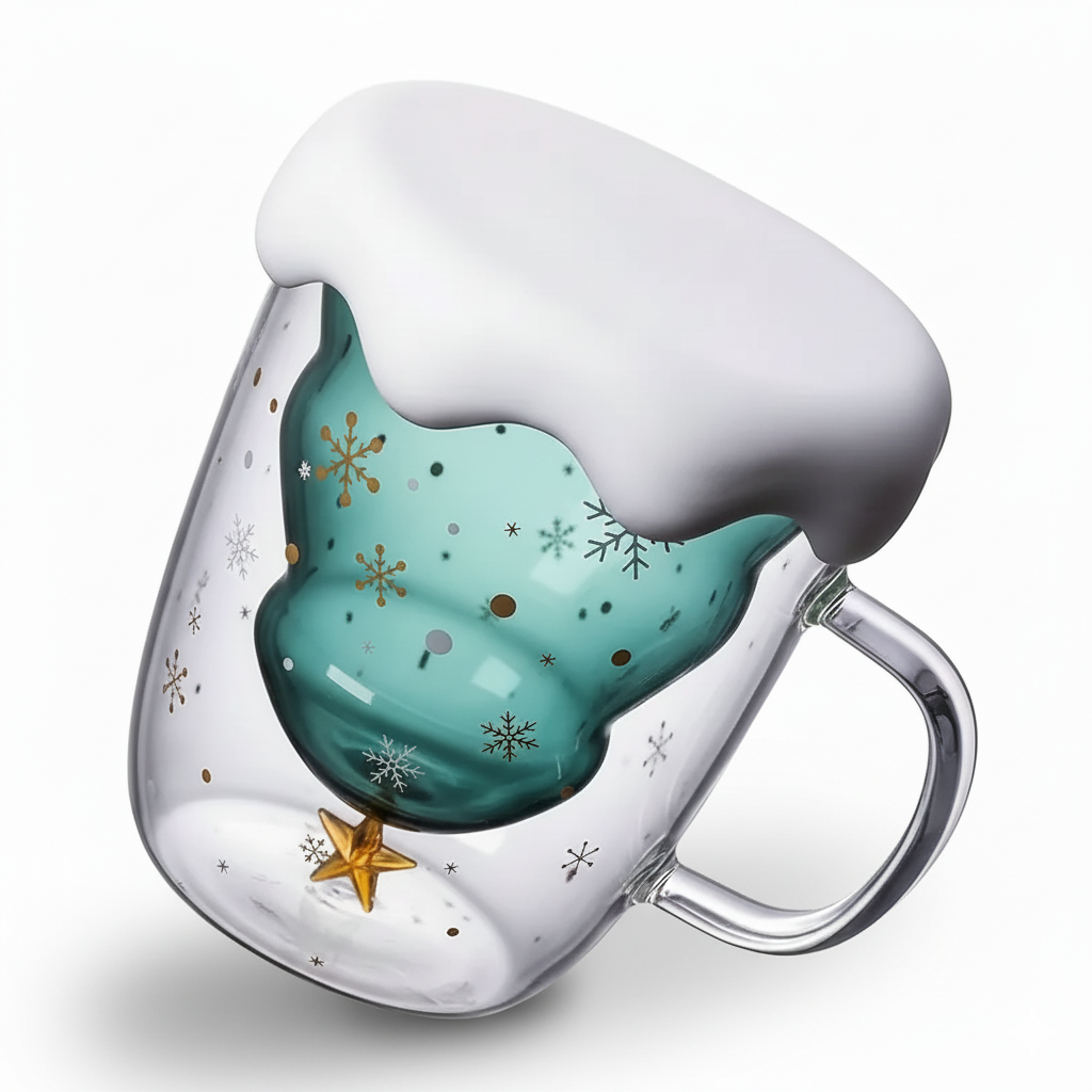 Christmas Snowflake Design Coffee Mug With LidChristmas Snowflake Design Coffee Mug With Lid - Image 3