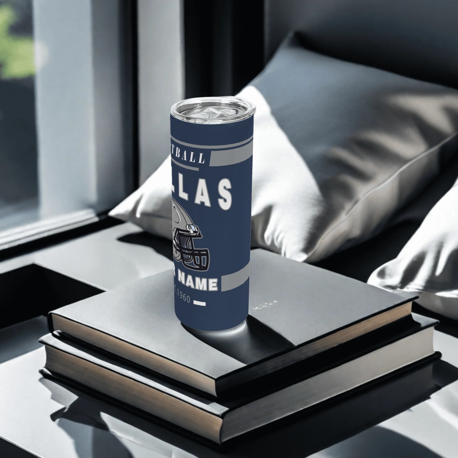 Custom Dallas Football Theme Stainless Steel Travel MugCustom Dallas Cowboys Football Themed Travel Tumbler - Image 4