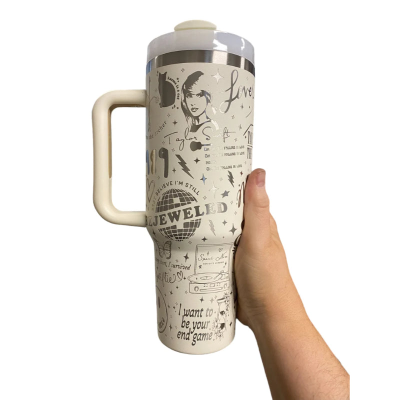 40oz Engraved Tumbler with Handle Celebrating Taylor Swift's Iconic Albums40oz Engraved Tumbler with Handle Celebrating Taylor Swift's Iconic Albums - Image 9