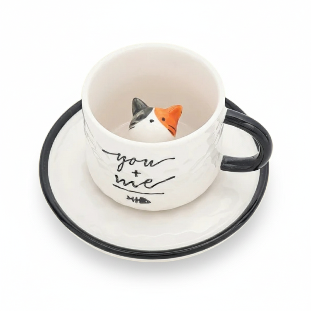 Kitten Ceramic Coffee Mug With SaucerCharming Kitten Ceramic Coffee Mug And Saucer - Image 8