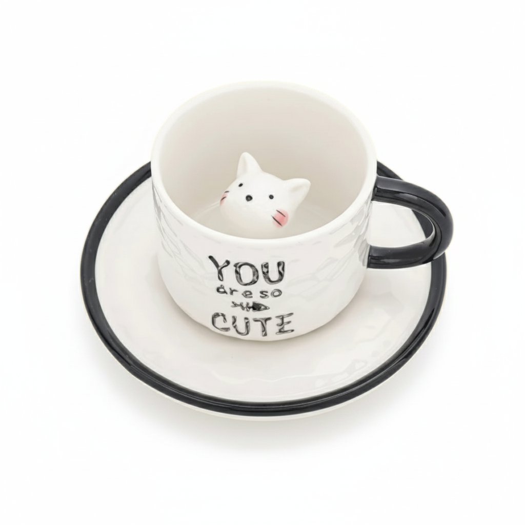 Kitten Ceramic Coffee Mug With SaucerCharming Kitten Ceramic Coffee Mug And Saucer - Image 6