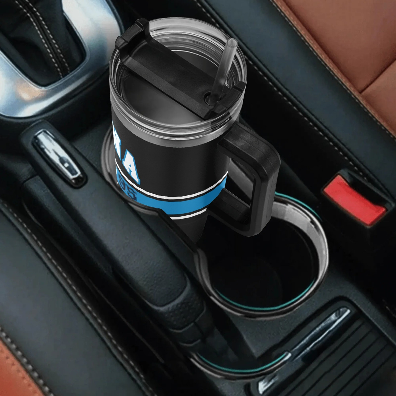 Football 40oz Insulated Travel Cup With Lid40oz Carolina Panthers Football Themed Travel Tumbler - Image 5