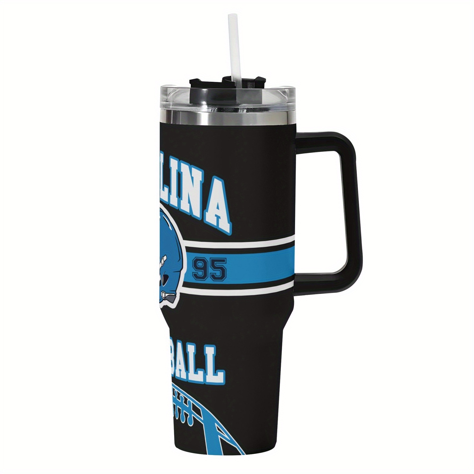 Football 40oz Insulated Travel Cup With Lid40oz Carolina Panthers Football Themed Travel Tumbler - Image 2
